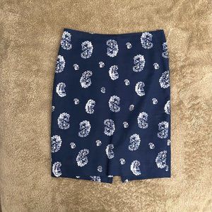 Blue Paisley Pencil Skirt, Size 2, The Limited